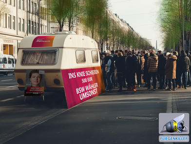 politischer Poster von Czeslaw Gorski - bsw schuss ins knie